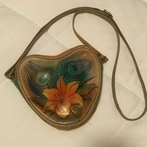 Anuschka Heart Shape Crossbody Purse